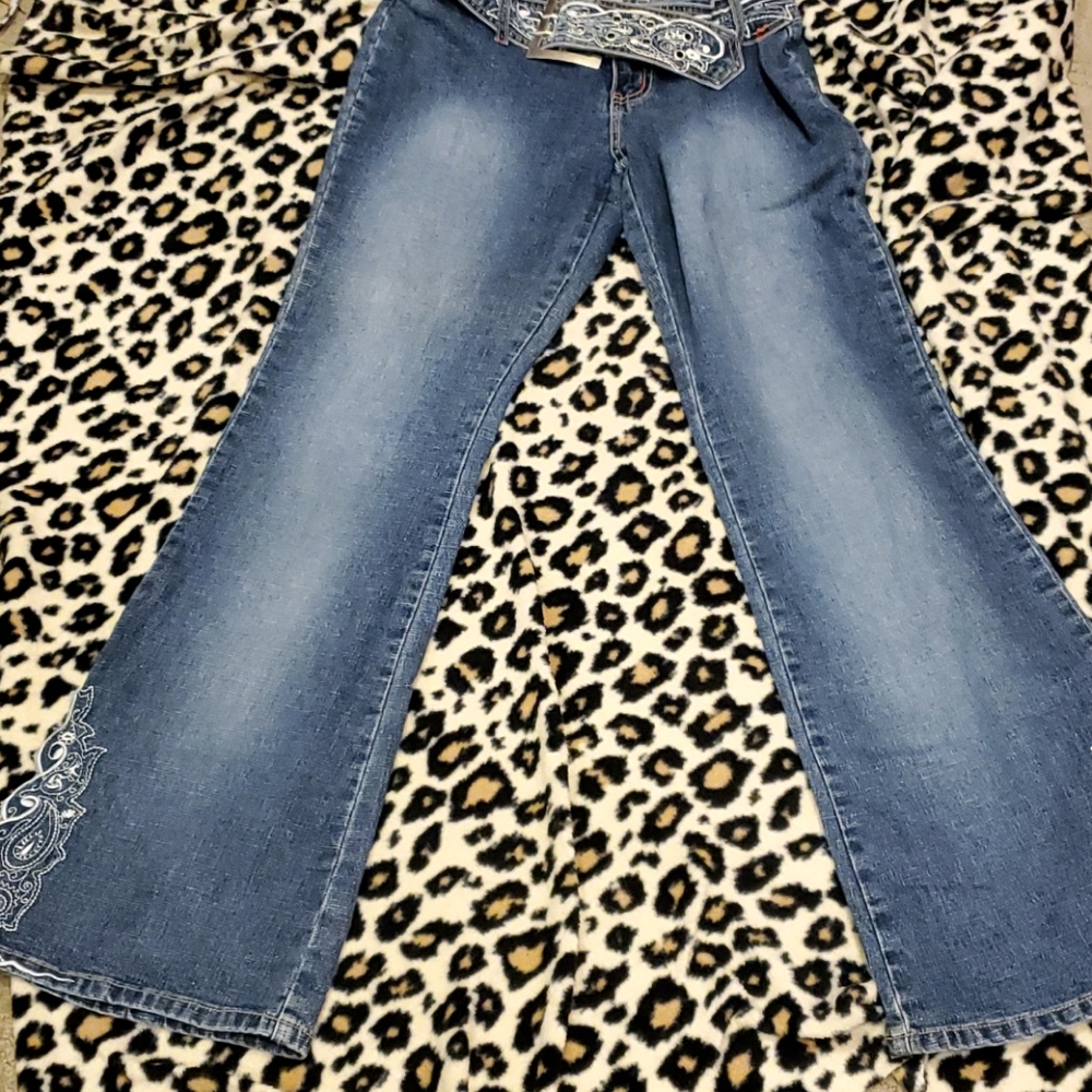 Vintage Lazer Jeans Embroidered belt, flare 5